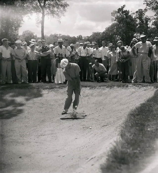 Framed Print : Jimmy Demaret Watching Ben Hogan Swinging