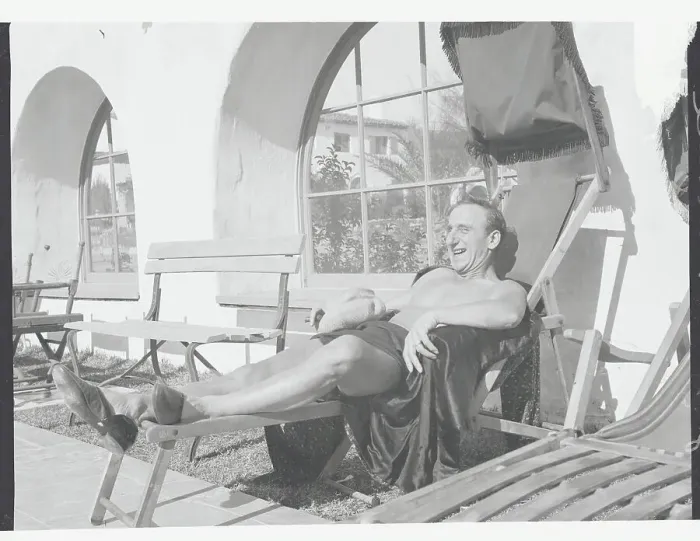 Framed Print : Jimmy Durante Relaxing in Sun Framed Print : Jimmy Durante Relaxing in Sun