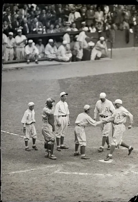 Framed Print : Jimmy Foxx Being Crossing Home Plate Framed Print : Jimmy Foxx Being Crossing Home Plate