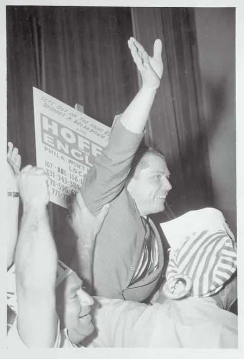 Framed Print : Jimmy Hoffa Being Carried by Supporters Framed Print : Jimmy Hoffa Being Carried by Supporters