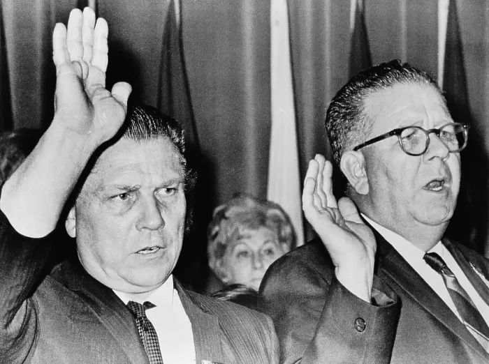 Framed Print : Jimmy Hoffa and Frank Fitzsimmons Taking Oath Framed Print : Jimmy Hoffa and Frank Fitzsimmons Taking Oath