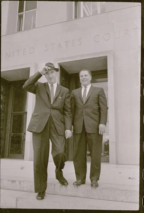 Framed Print : Jimmy Hoffa and Harold J Gibbons Leaving Court Framed Print : Jimmy Hoffa and Harold J Gibbons Leaving Court