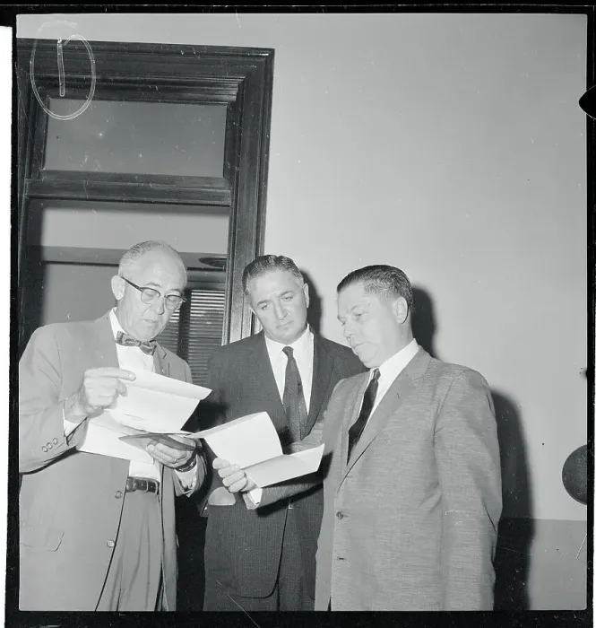 Framed Print : Jimmy Hoffa with Jack Peeples and Harold Shapiro Framed Print : Jimmy Hoffa with Jack Peeples and Harold Shapiro