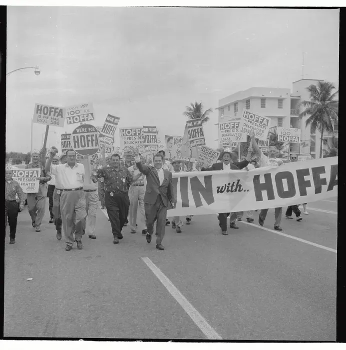 Framed Print : Jimmy Hoffa Leading Parade of Supporters Framed Print : Jimmy Hoffa Leading Parade of Supporters
