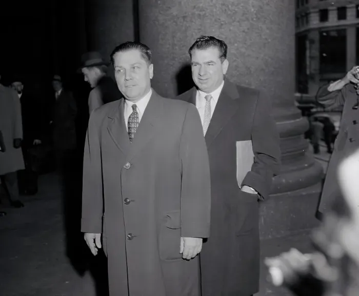 Framed Print : Jimmy Hoffa and Sando Caruano Arriving at Court Framed Print : Jimmy Hoffa and Sando Caruano Arriving at Court
