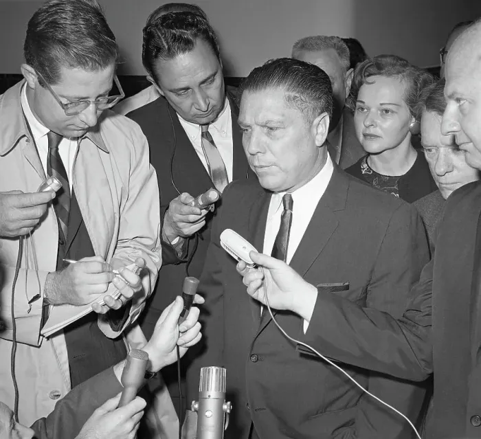 Framed Print : Jimmy Hoffa Speaking to Newsmen Framed Print : Jimmy Hoffa Speaking to Newsmen