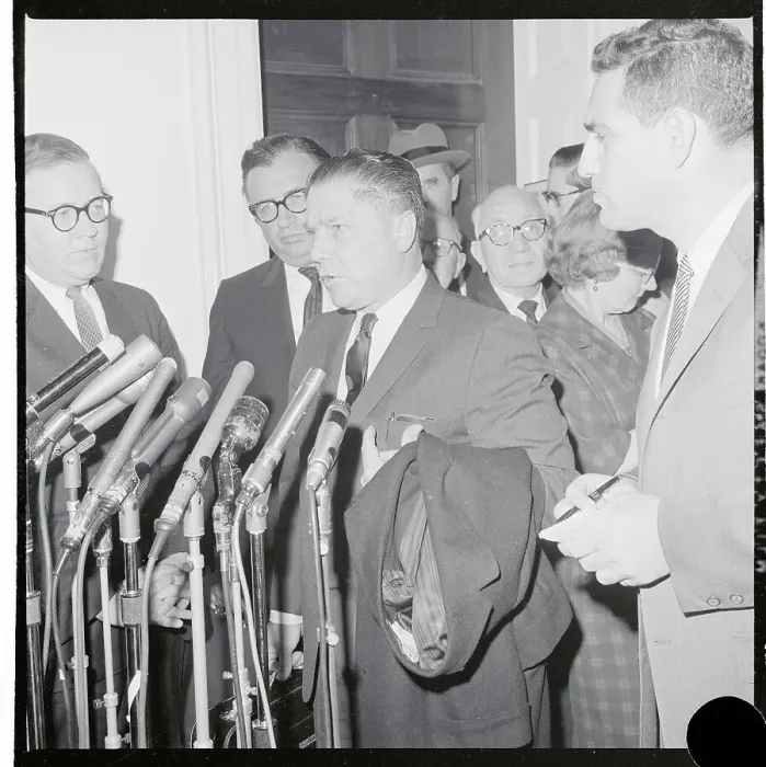 Framed Print : Jimmy Hoffa Speaking to Newsmen Framed Print : Jimmy Hoffa Speaking to Newsmen