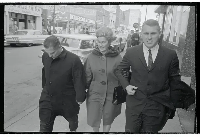 Framed Print : Jimmy Hoffa Walking with His Wife and Son