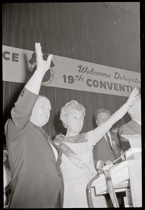 Framed Print : Jimmy Hoffa and His Wife Josephine Waving Framed Print : Jimmy Hoffa and His Wife Josephine Waving