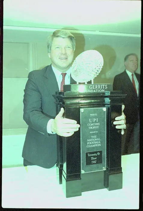 Framed Print : Jimmy Johnson Posing with Award Framed Print : Jimmy Johnson Posing with Award