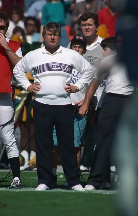 Framed Print : Jimmy Johnson Watching from Sidelines