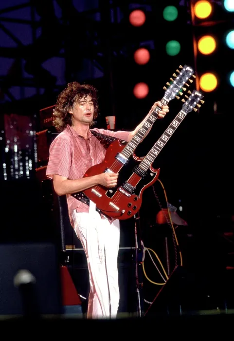 Framed Print : Jimmy Page Performs At Live Aid Framed Print : Jimmy Page Performs At Live Aid
