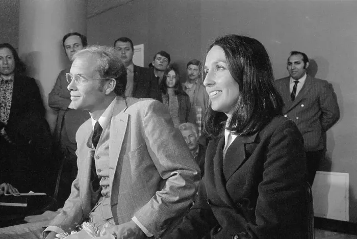 Framed Print : Joan Baez and Husband Speak to Press Framed Print : Joan Baez and Husband Speak to Press