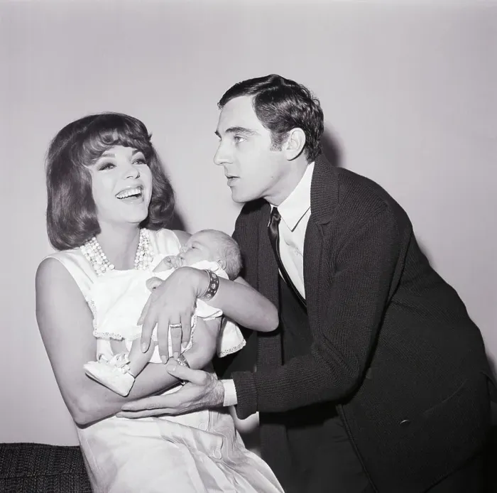 Framed Print : Joan Collins and Anthony Newly with Baby Framed Print : Joan Collins and Anthony Newly with Baby