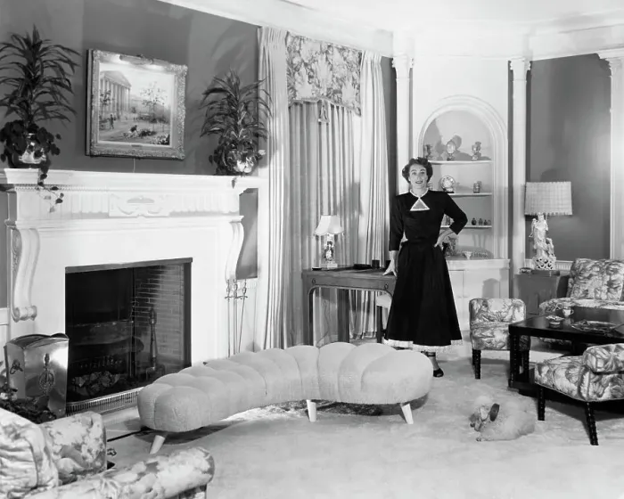 Framed Print : Joan Crawford Admiring Her Living Room Framed Print : Joan Crawford Admiring Her Living Room