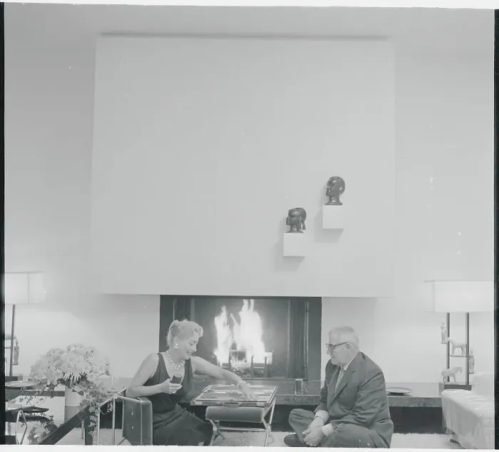 Framed Print : Joan Crawford and Alfred Steele Relaxing by Fireplace Framed Print : Joan Crawford and Alfred Steele Relaxing by Fireplace