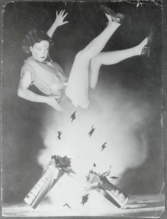 Framed Print : Joan Crawford Blown in the Air from Firecracker Explosion