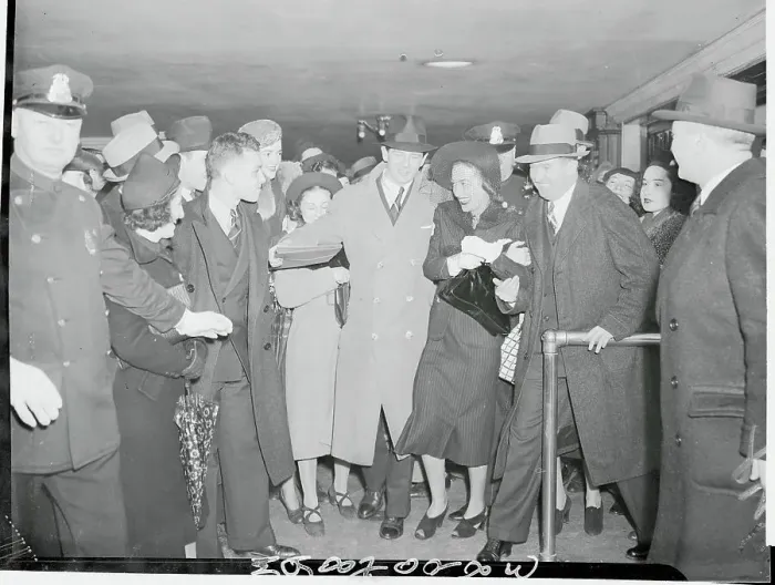 Framed Print : Joan Crawford Being Greeted Framed Print : Joan Crawford Being Greeted