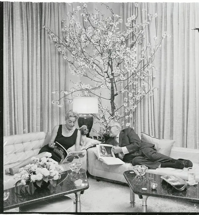 Framed Print : Joan Crawford and Husband Alfred N. Steele Relaxing at Home Framed Print : Joan Crawford and Husband Alfred N. Steele Relaxing at Home