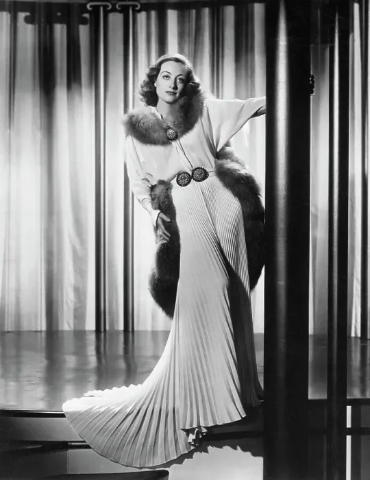 Framed Print : Joan Crawford Posing in Pleated Skirt with Negligee Framed Print : Joan Crawford Posing in Pleated Skirt with Negligee