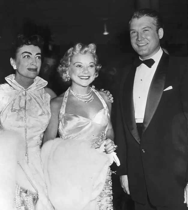 Framed Print : Joan Crawford with Sonja Henie and George Reeves Framed Print : Joan Crawford with Sonja Henie and George Reeves