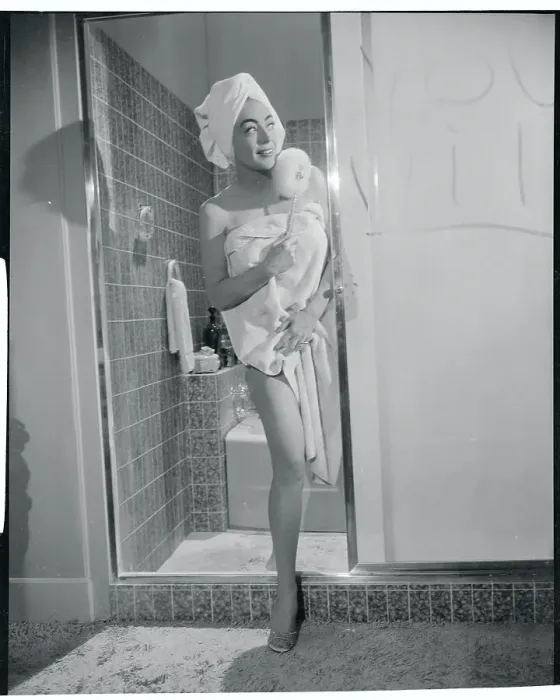 Framed Print : Joan Crawford Stepping Out of the Shower Framed Print : Joan Crawford Stepping Out of the Shower