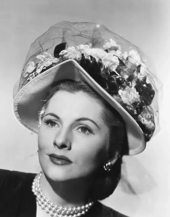 Framed Print : Joan Fontaine in Bonnet with Flowers on Top Framed Print : Joan Fontaine in Bonnet with Flowers on Top