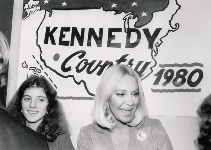 Framed Print : Joan Kennedy with Caroline Kennedy During Ted Kennedy Campaign Framed Print : Joan Kennedy with Caroline Kennedy During Ted Kennedy Campaign