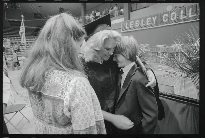 Framed Print : Joan Kennedy Hugging Son After Receiving Her Degree Framed Print : Joan Kennedy Hugging Son After Receiving Her Degree