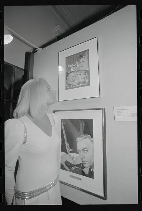 Framed Print : Joan Kennedy Looking at Time Magazine Cover Framed Print : Joan Kennedy Looking at Time Magazine Cover