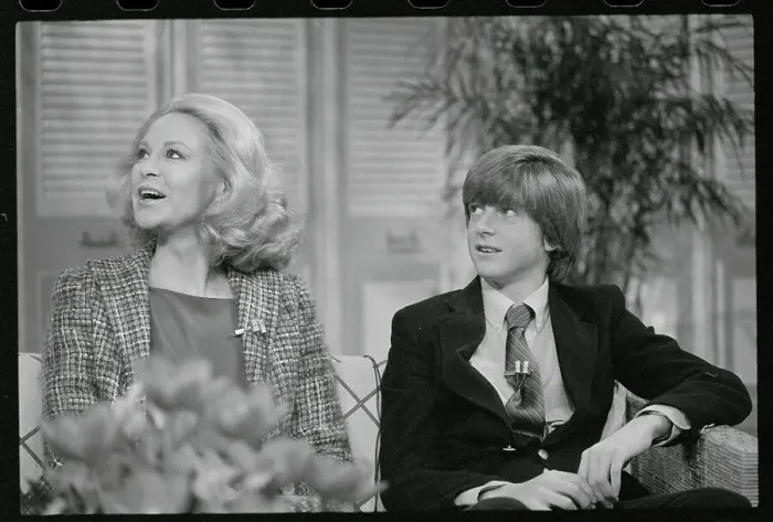 : Joan Kennedy with Her Son at Television Shoot : Joan Kennedy with Her Son at Television Shoot