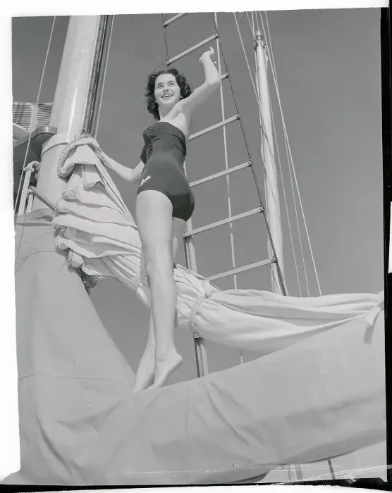 Framed Print : Joan Rawlings Waving on Boat Framed Print : Joan Rawlings Waving on Boat