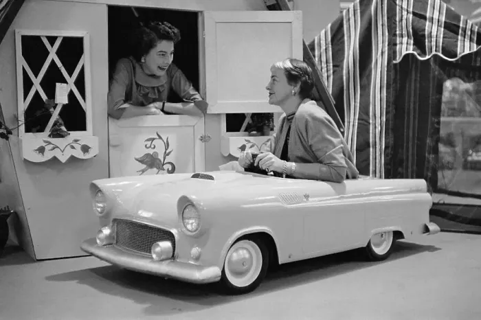 Framed Print : Joan Voorhees Driving a Toy Car Framed Print : Joan Voorhees Driving a Toy Car