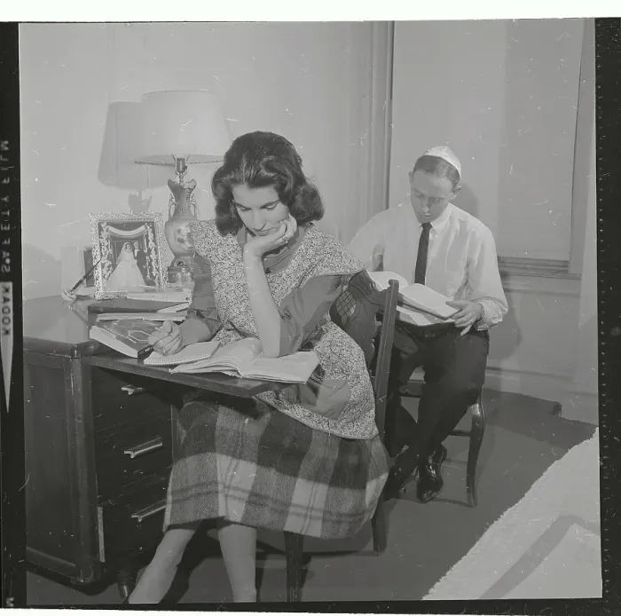 Framed Print : Joann and Walter Hulkower Studying at Home Framed Print : Joann and Walter Hulkower Studying at Home