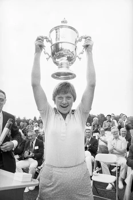 Framed Print : Joanne Carner Holding Trophy Above Her Head Framed Print : Joanne Carner Holding Trophy Above Her Head
