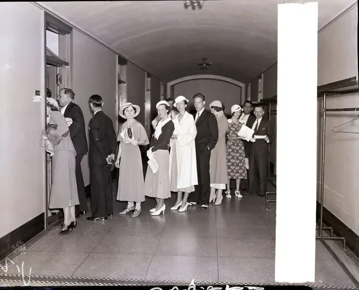 Framed Print : Job Hunters Waiting in Line Framed Print : Job Hunters Waiting in Line