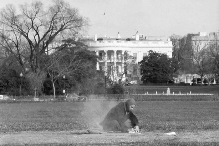 Framed Print : Jobless Man Near White House Framed Print : Jobless Man Near White House