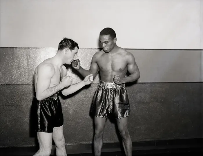 Framed Print : Jock McAvoy and John Henry Lewis in Boxing Pose Framed Print : Jock McAvoy and John Henry Lewis in Boxing Pose
