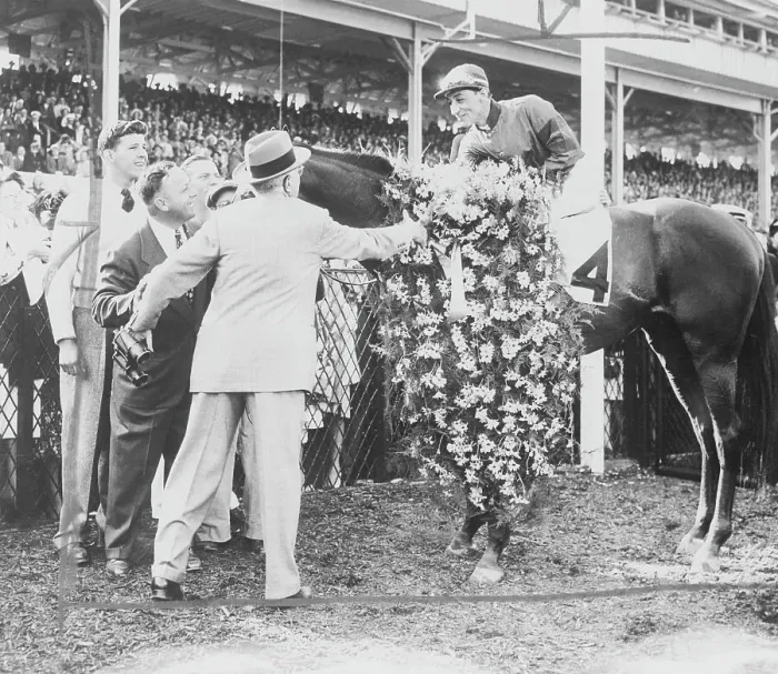 Framed Print : Jockey Eddie Arcaro Atop Citation with Owner Warren Wright Framed Print : Jockey Eddie Arcaro Atop Citation with Owner Warren Wright