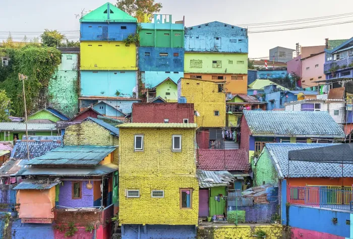 Framed Print : Jodipan Colorful Village, Malang, East Java, Indonesia Framed Print : Jodipan Colorful Village, Malang, East Java, Indonesia
