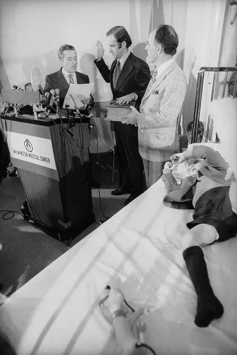 Framed Print : Joe Biden Taking Oath of Office Next to Injured Son Framed Print : Joe Biden Taking Oath of Office Next to Injured Son