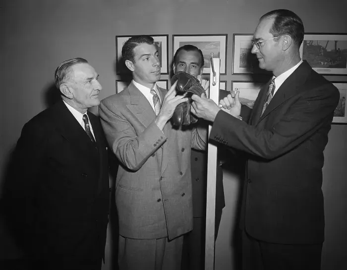 Framed Print : Joe Dimaggio Announcing His Retirement Framed Print : Joe Dimaggio Announcing His Retirement
