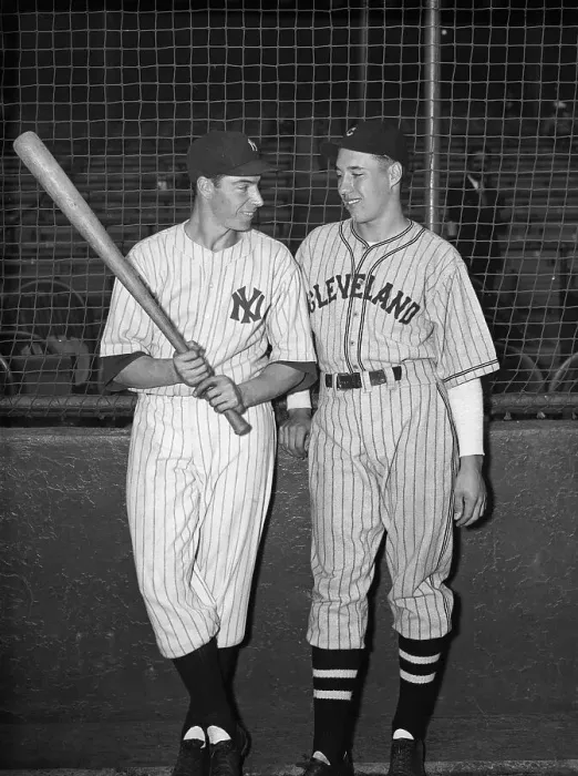 Framed Print : Joe Dimaggio And Bob Feller, Full Length Framed Print : Joe Dimaggio And Bob Feller, Full Length