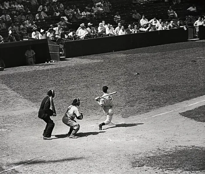 Framed Print : Joe DiMaggio Breaking Record Framed Print : Joe DiMaggio Breaking Record