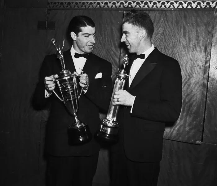Framed Print : Joe DiMaggio and Carl Hubbell Holding Their Trophies Framed Print : Joe DiMaggio and Carl Hubbell Holding Their Trophies