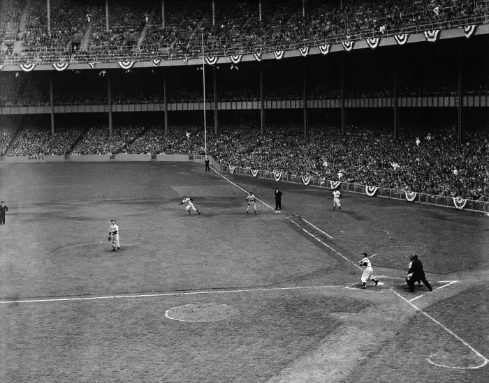 Framed Print : Joe Dimaggio Hits A Ball To Left Field Framed Print : Joe Dimaggio Hits A Ball To Left Field