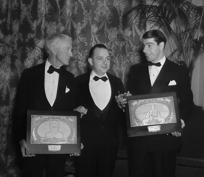 Framed Print : Joe DiMaggio Holding his Plaque Framed Print : Joe DiMaggio Holding his Plaque