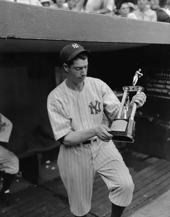 Framed Print : Joe DiMaggio Holding a Trophy Framed Print : Joe DiMaggio Holding a Trophy