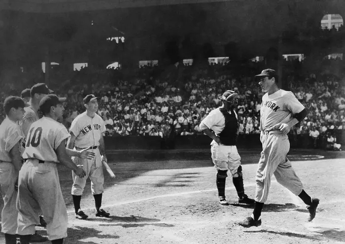 Framed Print : Joe DiMaggio After Home Run