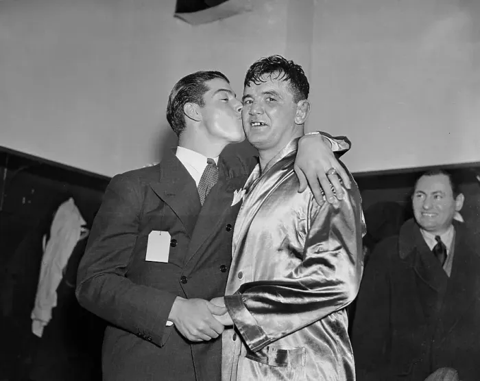 Framed Print : Joe DiMaggio Kissing James J. Braddock Framed Print : Joe DiMaggio Kissing James J. Braddock